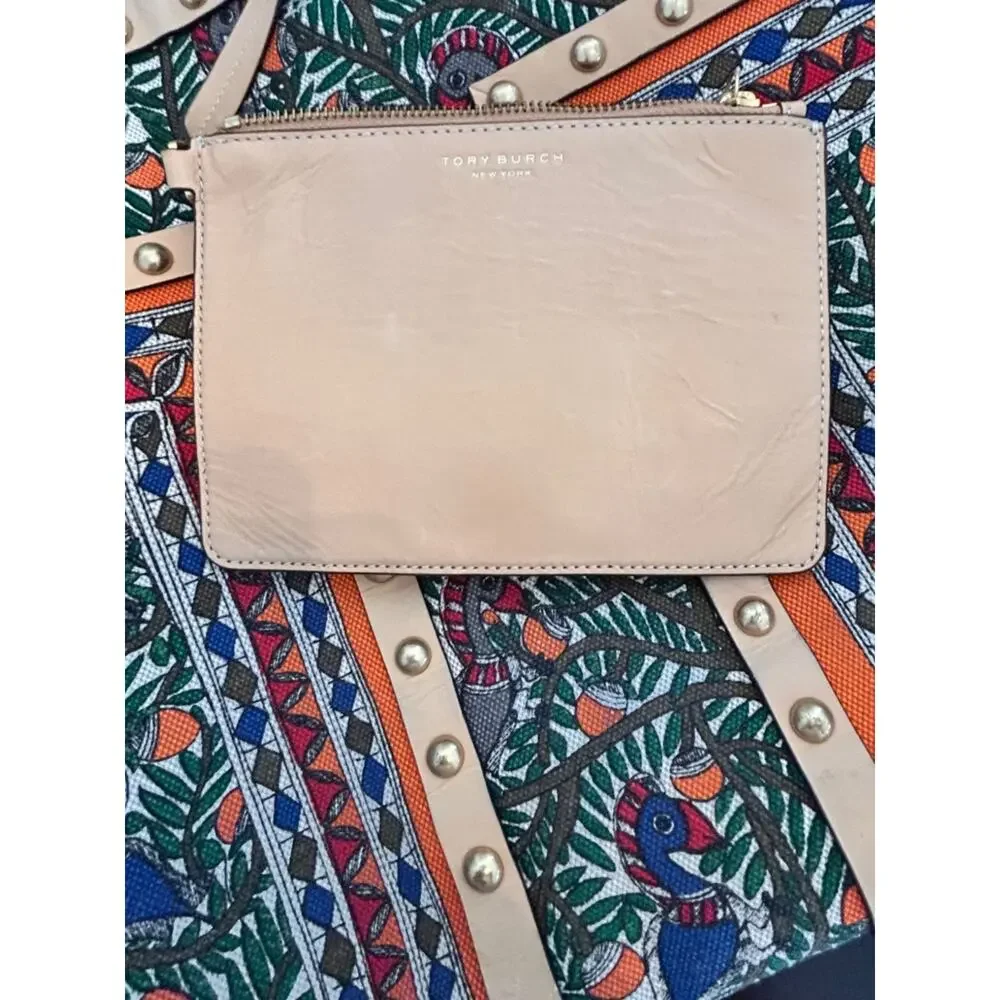 Tory Burch Block T Stud Something Wild Print Tote with Pouch